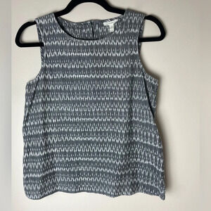 Eileen Fisher | Gray & White Patterned Organic Cotton Tank Top Size XS